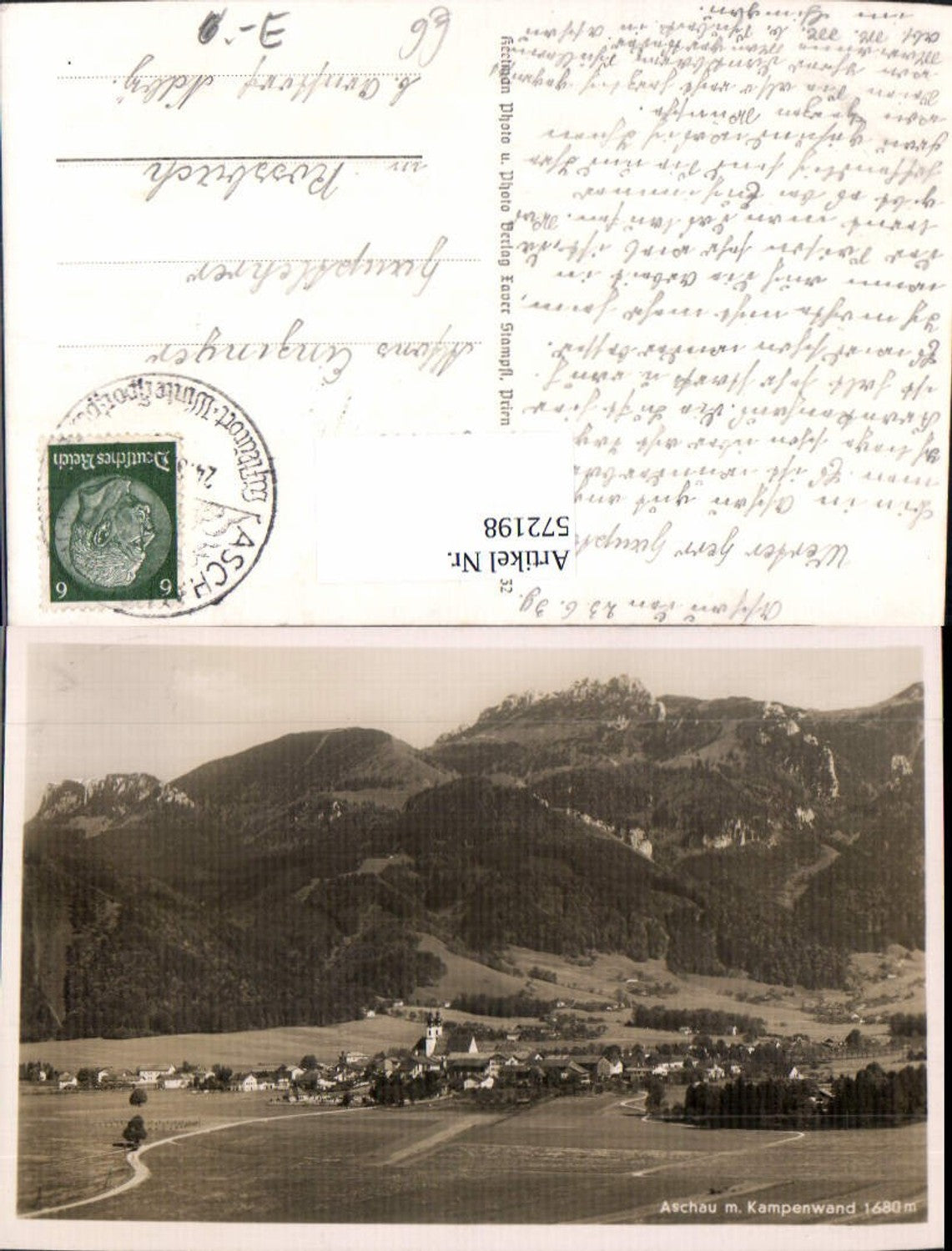 572198,Foto Ak Aschau im Chiemgau m. Kampenwand