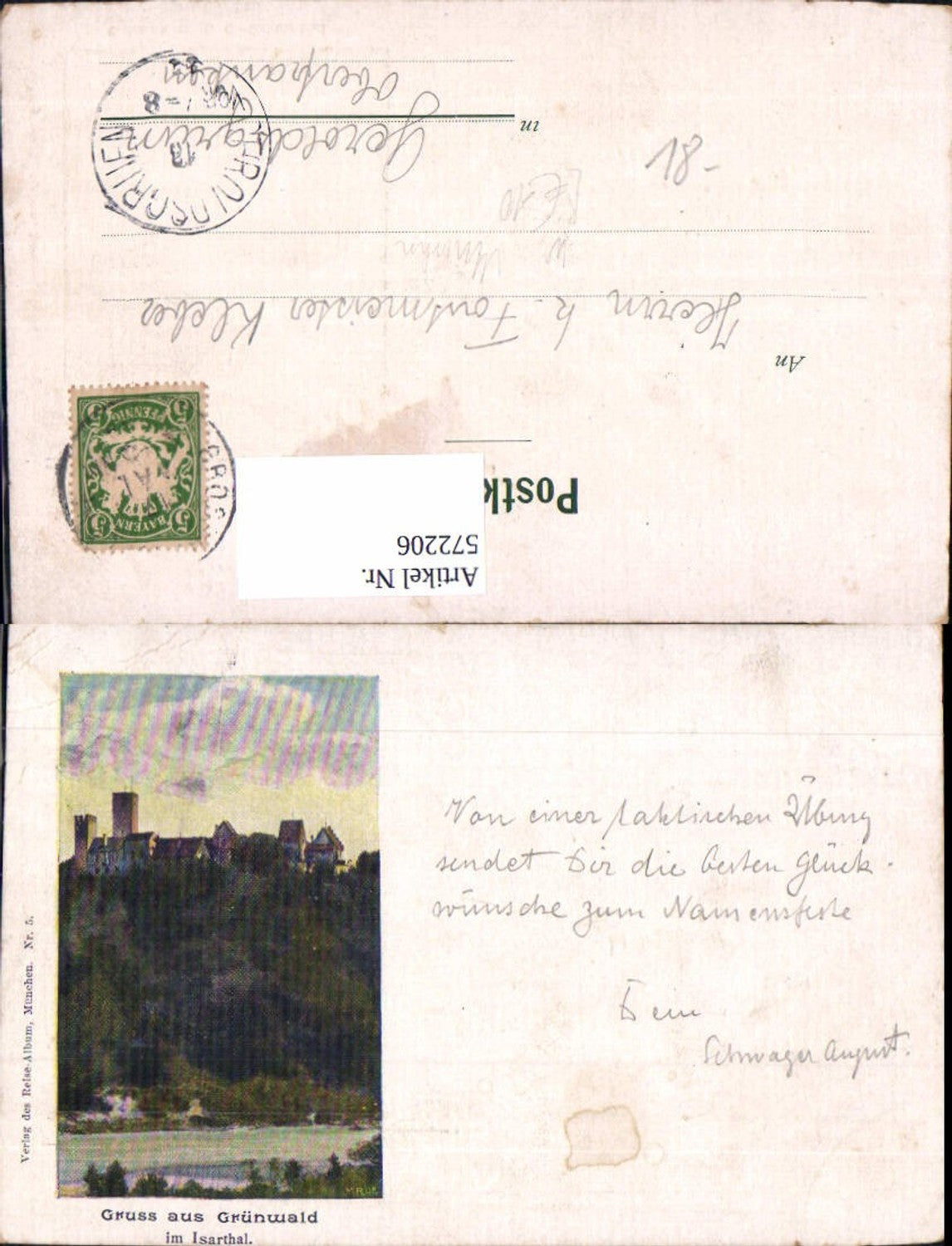 572206,Künstler Litho Grünwald Isarthal Isartal München