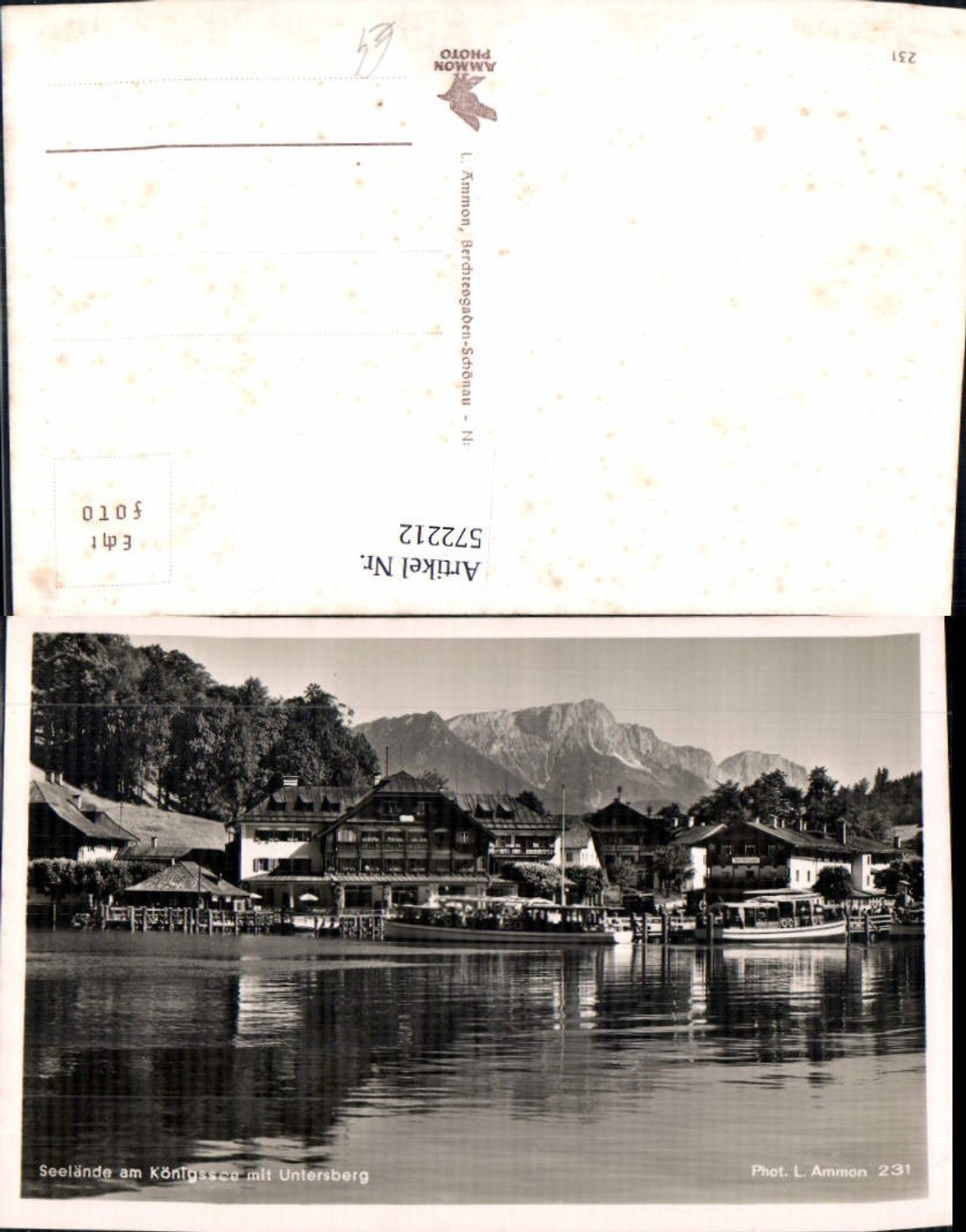 572212, Photo Ak Schönau am Königssee Seelände a. Königssee m. Untersberg Schiff