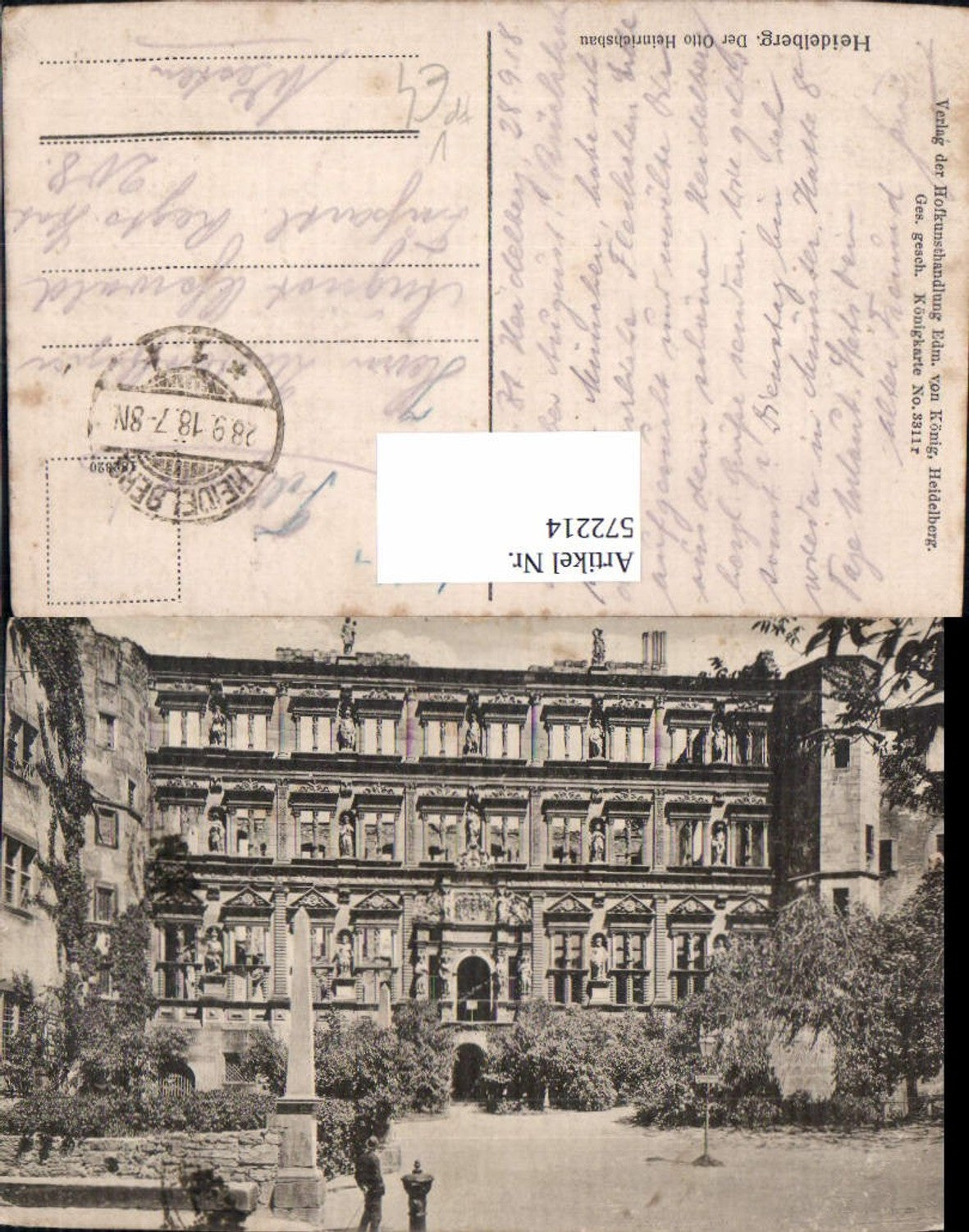 572214,Heidelberg Der Otto Heinrichsbau Feldpost pub Edm. v. König 3311r