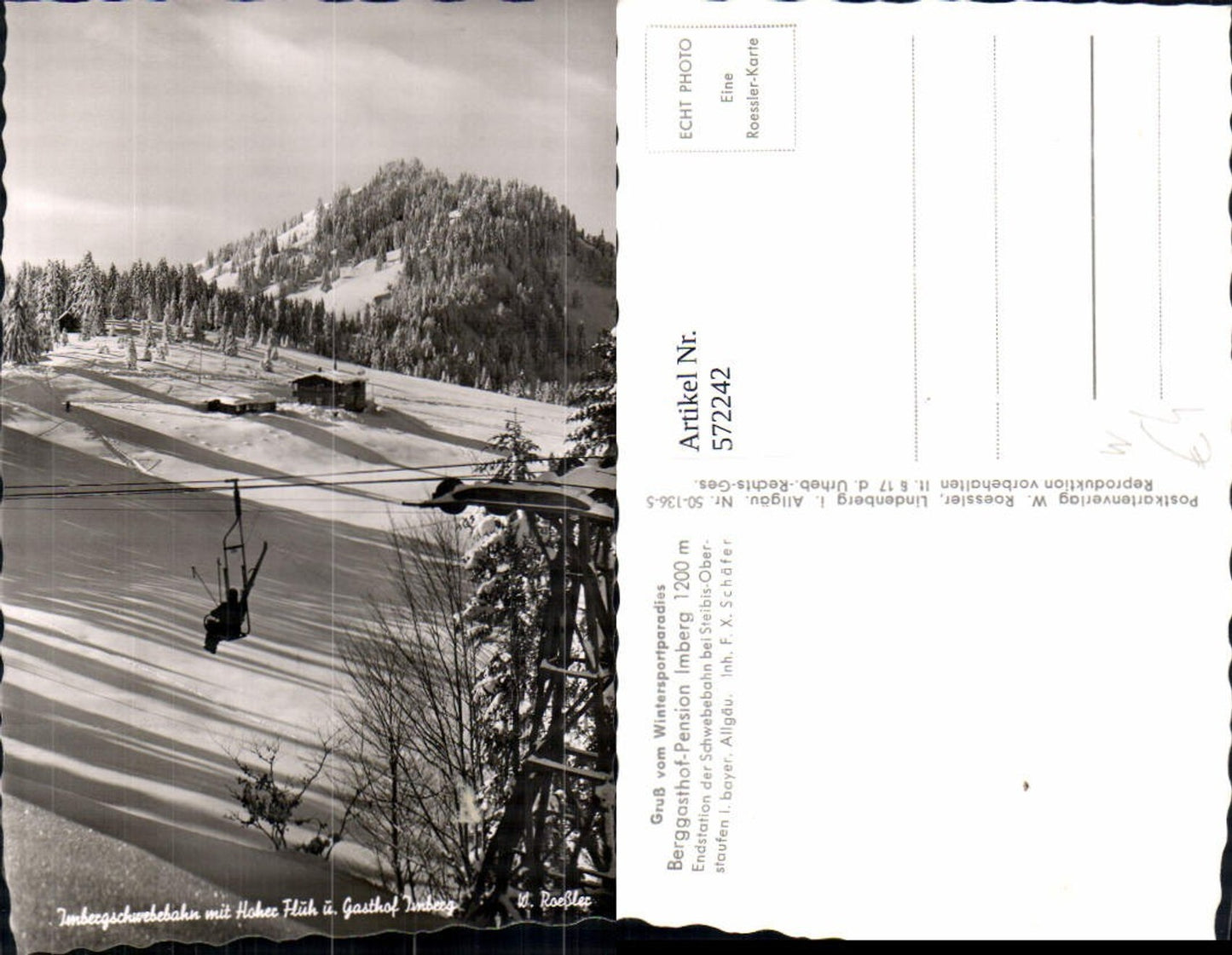 572242,Foto Ak Steibis Oberstaufen Allgäu Schwebebahn Sessellift Wintersport Gasthof Imberg