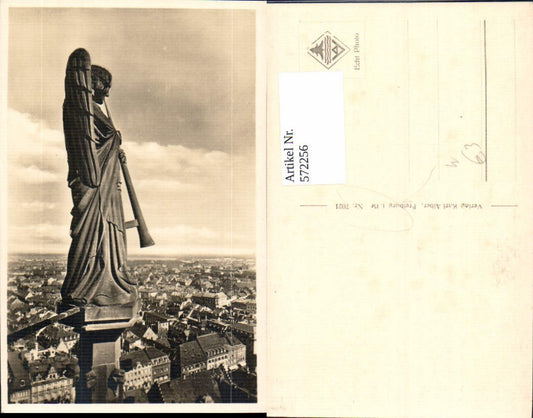572256, Photo Ak Freiburg im Breisgau View of Angel Statue Church