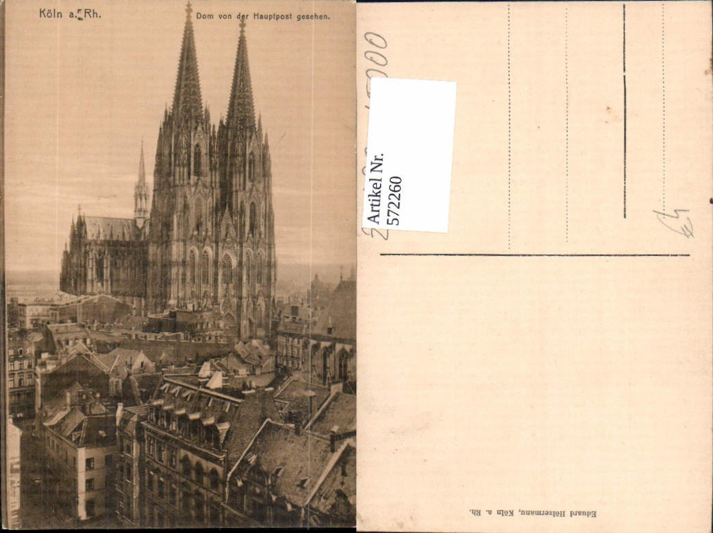 572260,Köln a. Rhein Dom v. d. Hauptpost gesehen