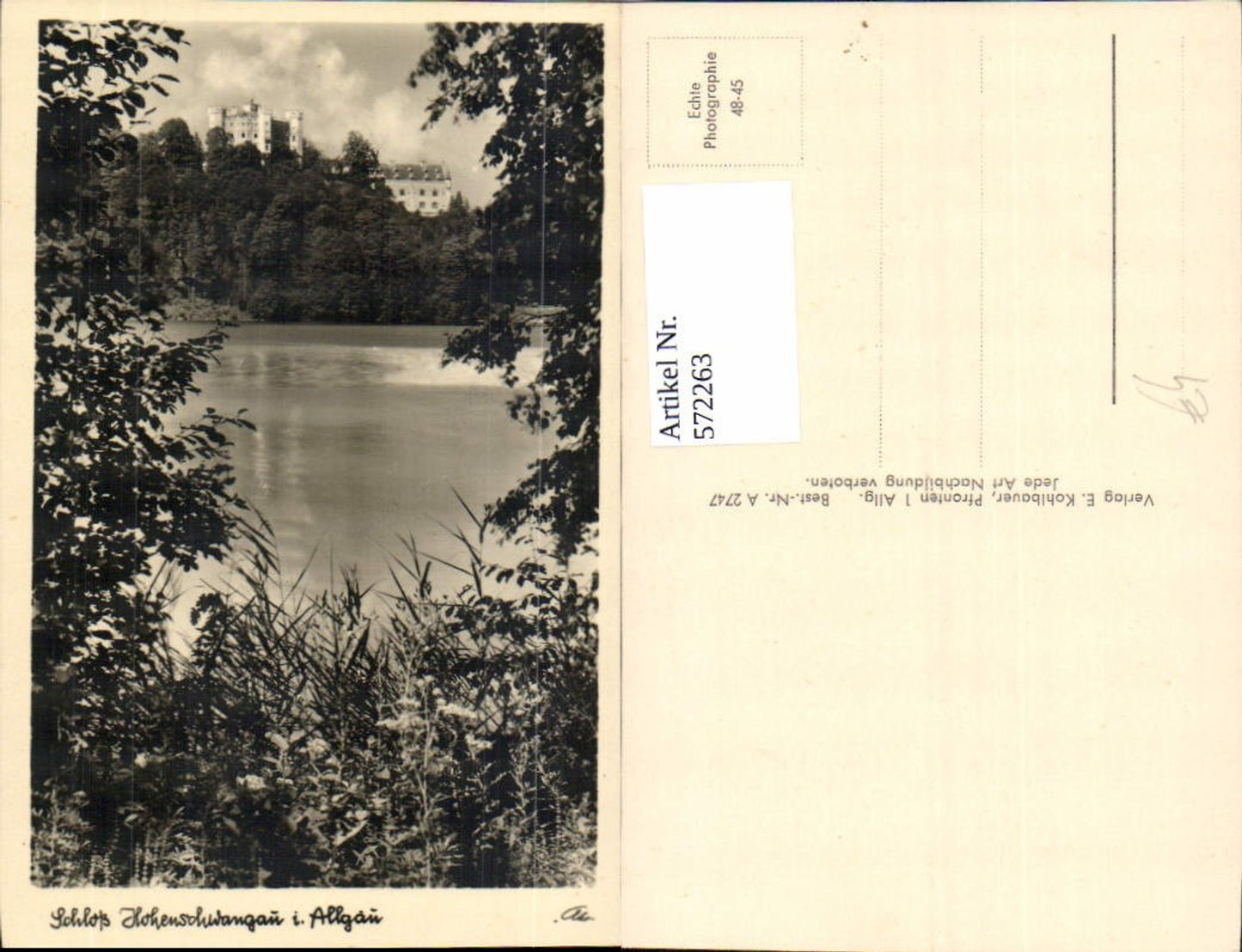 572263,Foto Ak Schwangau Schloss Hohenschwangau Allgäu