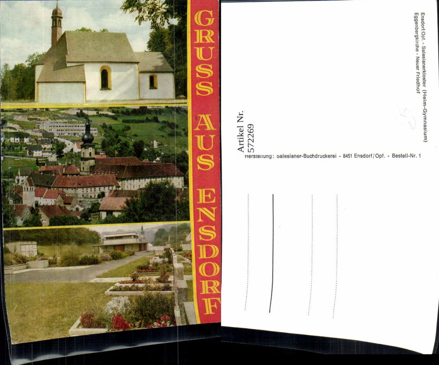 572269,Mehrbild Ak Ensdorf Oberpfalz Eggenbergkirche Neuer Friedhof Salesianerkloster