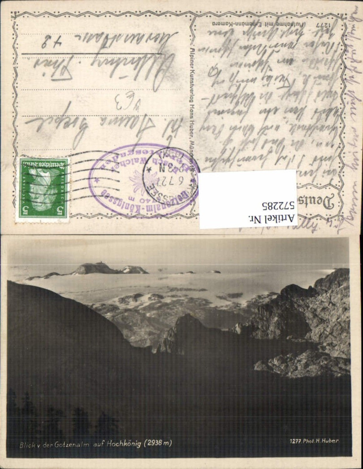 572285,Berchtesgaden Blick v. d. Gotzenalm auf Hochkönig pub Hans Huber 1277