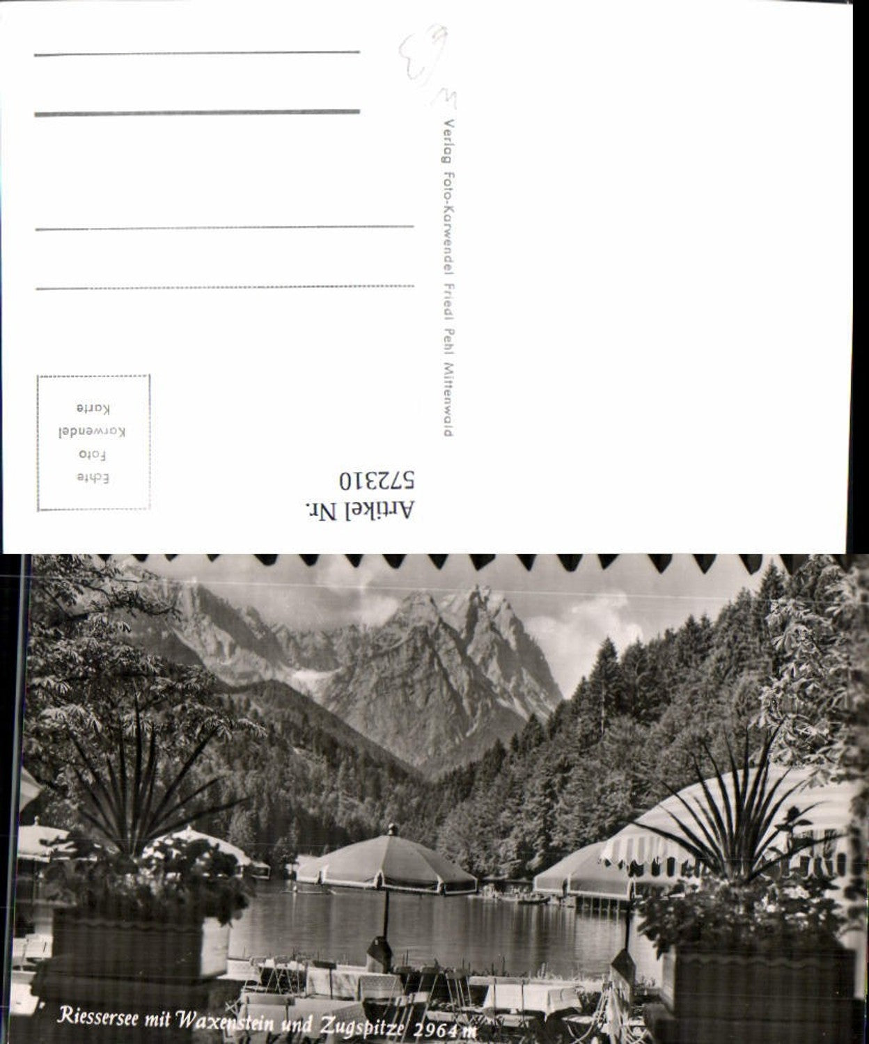 572310,Foto Ak Garmisch-Partenkirchen Riessersee m. Waxenstein u. Zugspitze Terrasse