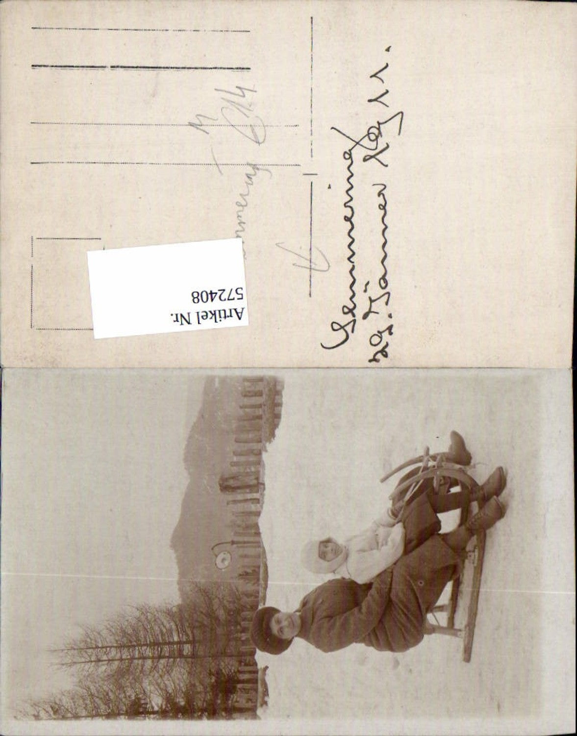 572408,tolle Foto-AK Rodelpartie Semmering Rodel Schlitten 1911 Adlitzgräben