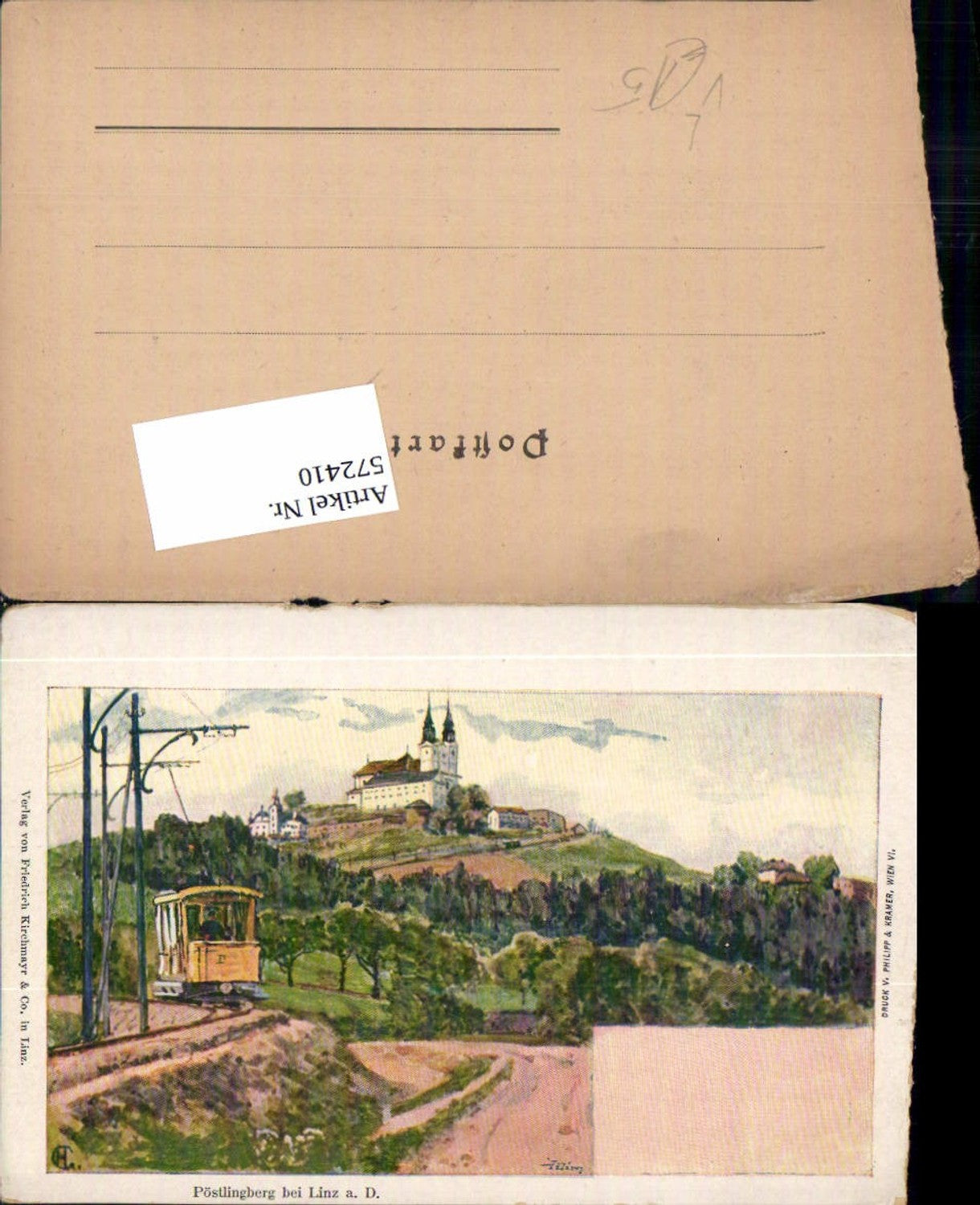 572410,Künstler AK Hans Christiansen Linz Pöstlingberg Pöstlingbergbahn Philipp & Kramer