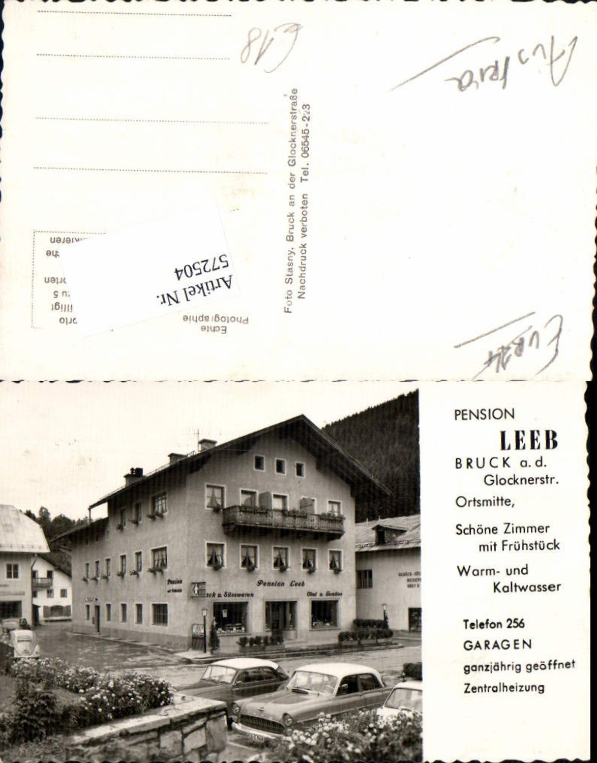 572504,tolle AK Bruck an der Glocknerstraße Pension Leeb Opel Oldtimer Auto