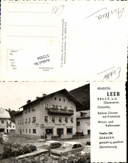 572504,tolle AK Bruck an der Glocknerstraße Pension Leeb Opel Oldtimer Auto