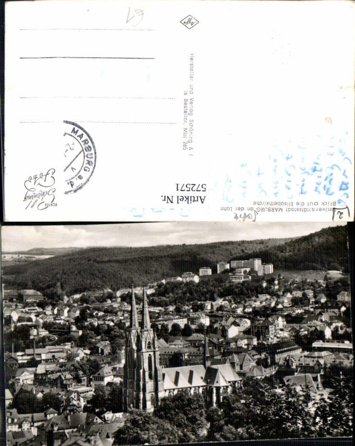 572571,Foto Ak Marburg a. d. Lahn Blick auf d. Elisabethkirche Kirche