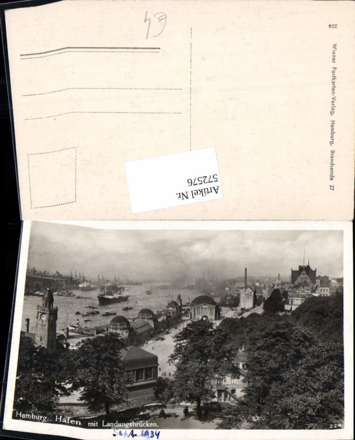 572576,Hamburg Hafen m. Landungsbrücken Schiffe Dampfer