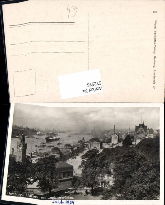 572576,Hamburg Hafen m. Landungsbrücken Schiffe Dampfer