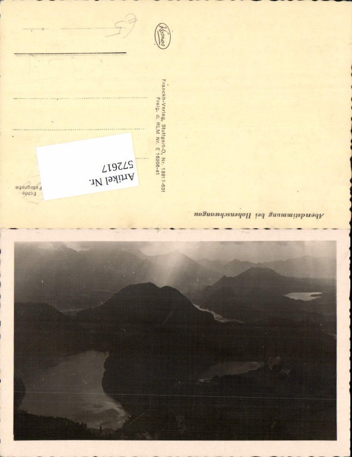 572617,Foto Ak Abendstimmung b. Schloss Hohenschwangau Schwangau