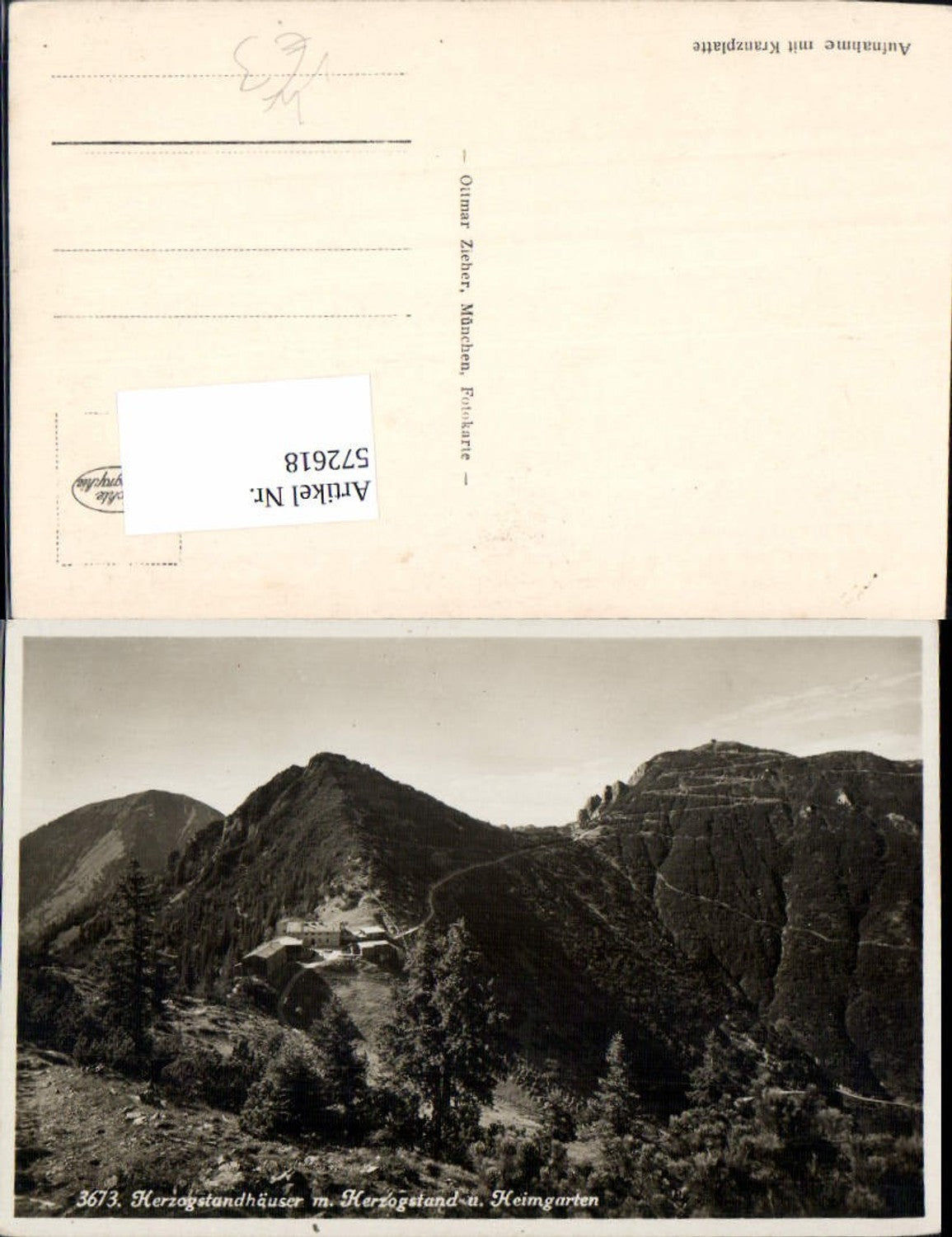 572618,Foto Ak Herzogstandhäuser m. Herzogstand u. Heimgarten Kochel am See pub Ottmar Zieher 3673