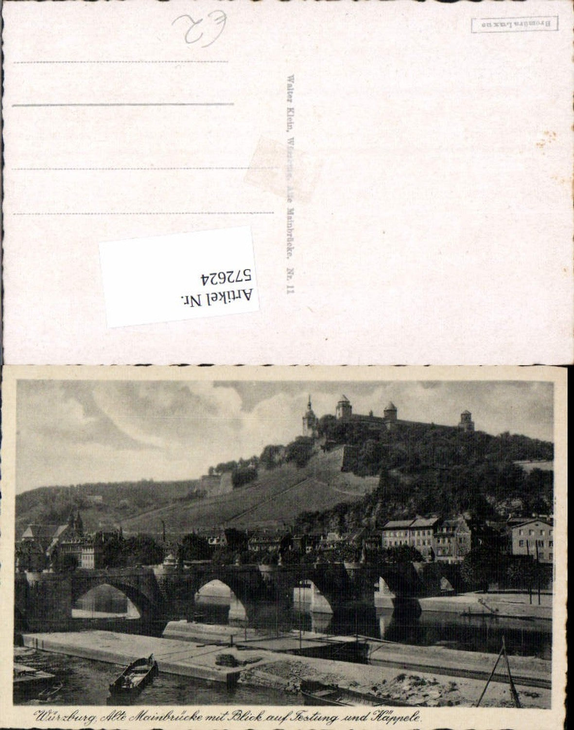 572624,Foto Ak Würzburg Alte Mainbrücke m. Blick auf Festung u. Käppele