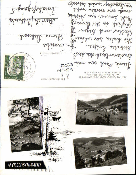 572630, Multi-image postcard Menzenschwand drawing tree St. Blasien