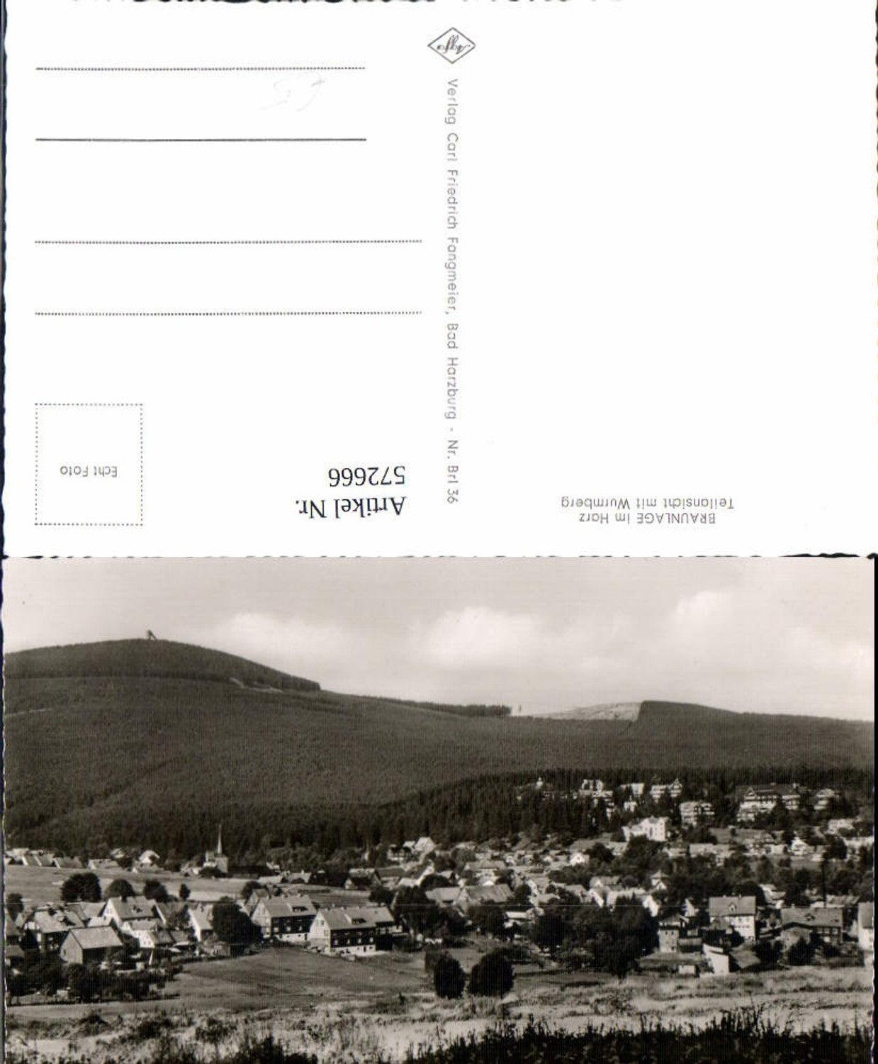 572666,Foto Ak Braunlage i. Harz Teilansicht m. Wurmberg