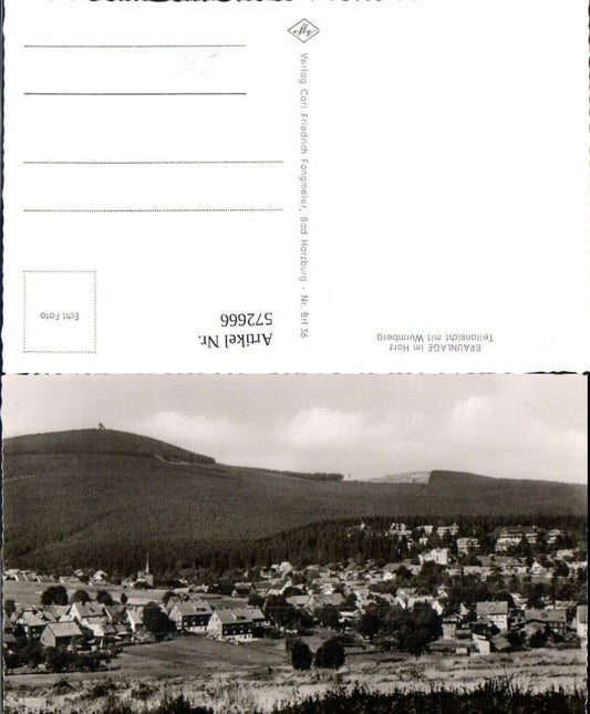 572666,Foto Ak Braunlage i. Harz Teilansicht m. Wurmberg