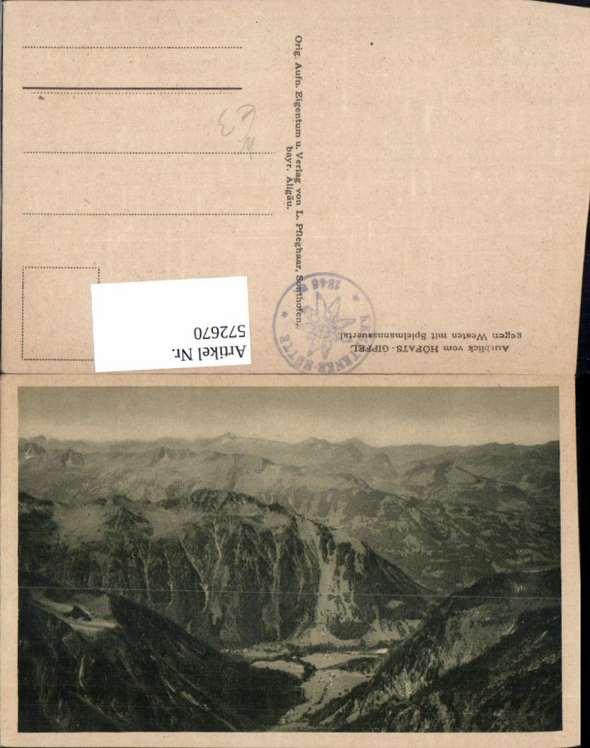 572670,Ausblick Höfats-Gipfel geg. Westen m. Spielmannsauertal Oberstdorf