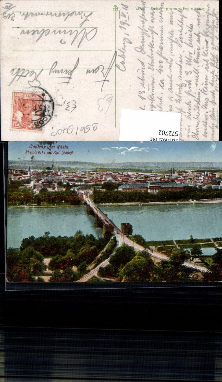 572702,Coblenz a. Rhein Rheinbrücke Kgl. Schloss Koblenz