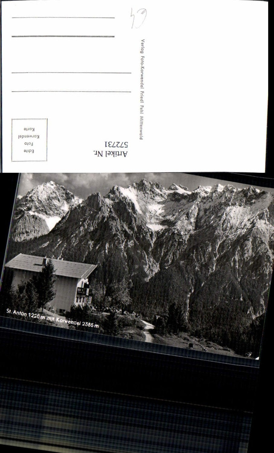 572731,Foto Ak Sankt Anton Gathaus Mittenwald m. Karwendel