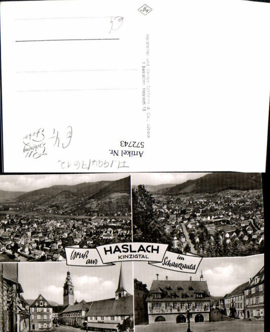 572743, Multi-image postcard Haslach im Kinzigtal Black Forest Market Square VW Beetle