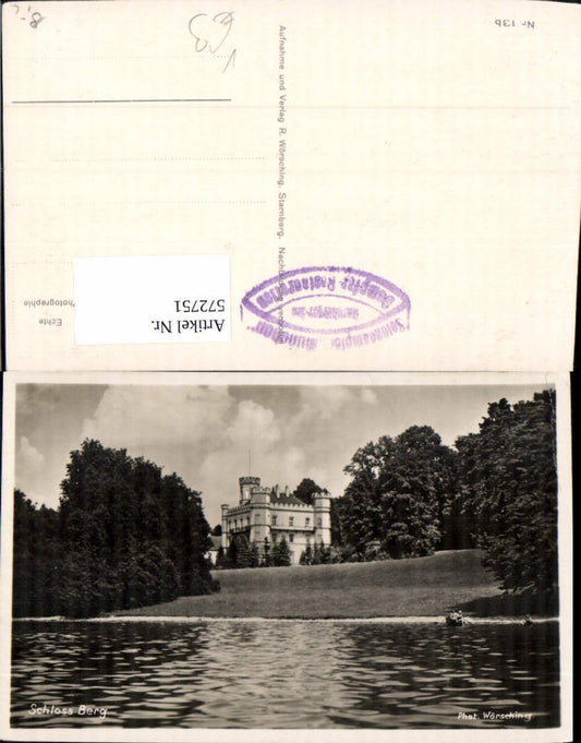 572751, Photo Ak Berg Castle Berg Rowboat Starnberger See pub R. Wörsching 13b