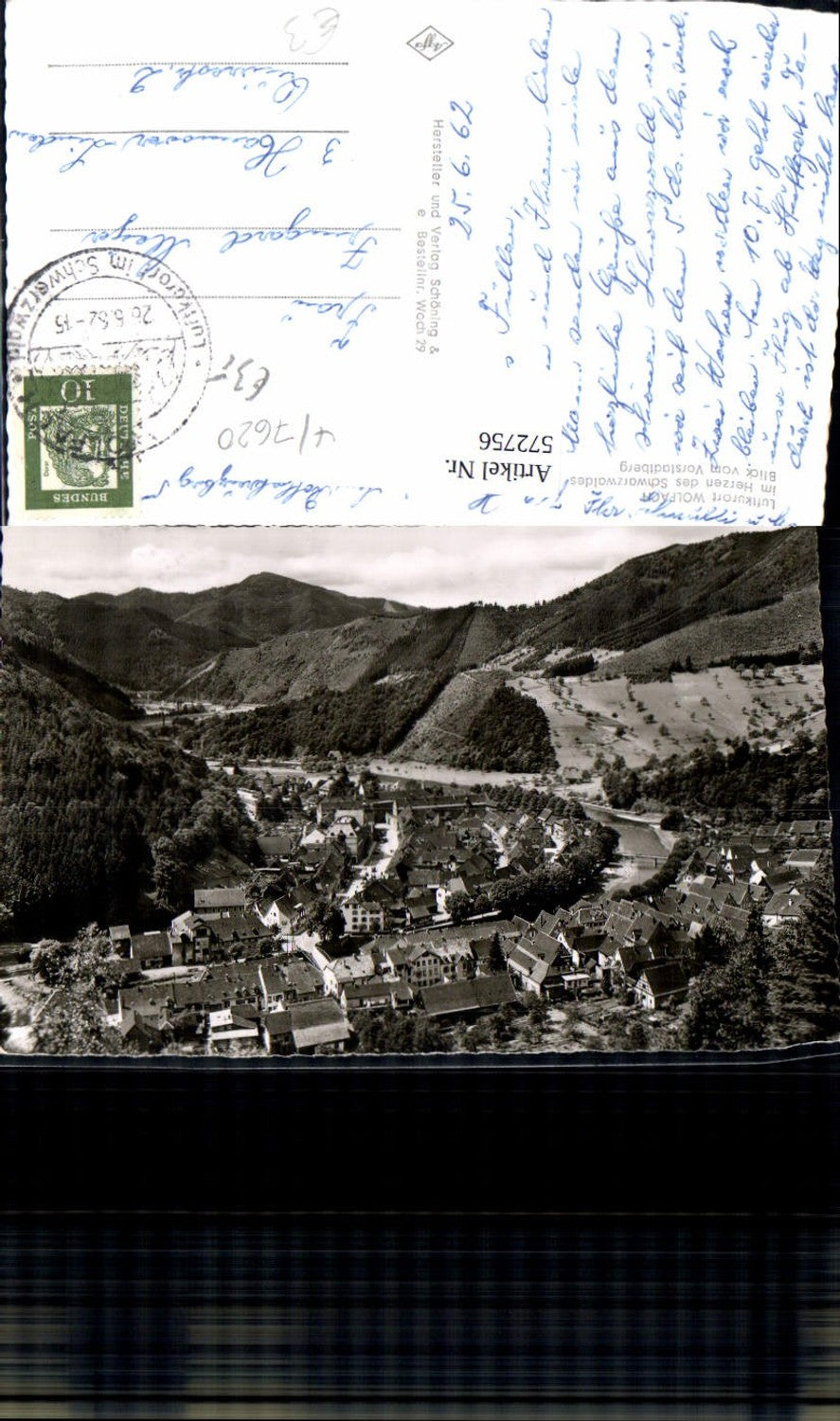 572756,Foto Ak Wolfach Schwarzwald Blick v. Vorstadtberg
