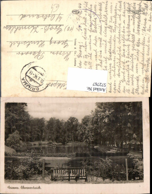 572767,Foto Ak Grimma Schwanenteich