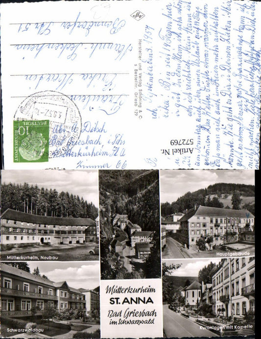 572769, Multi-image postcard St. Anna Bad Peterstal-Griesbach Mothers' Health Resort Spa facilities with chapel
