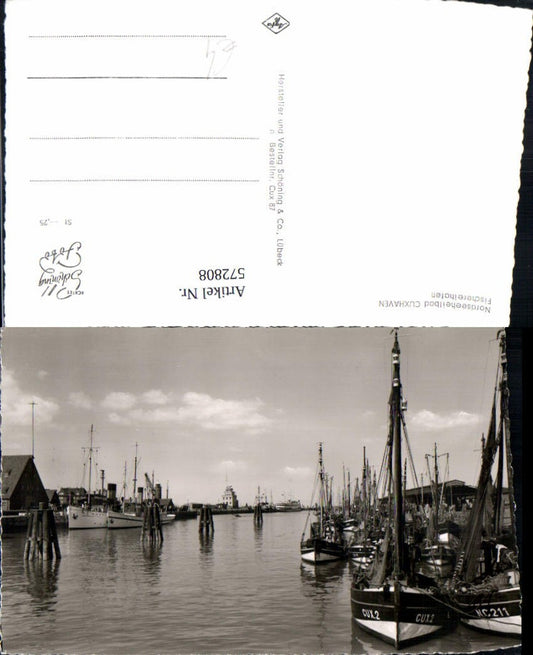 572808,Foto Ak Cuxhaven Fischereihafen Hafen Schiffe Boote
