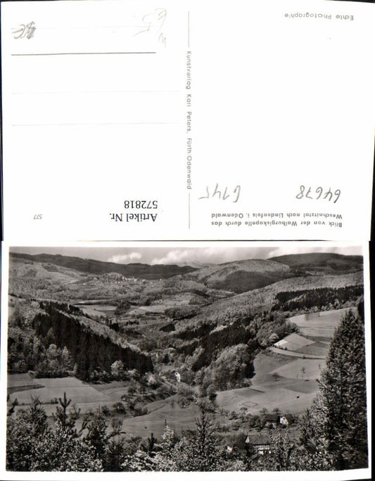 572818,Foto Ak Blick v. d. Walburgiskapelle n. Lindenfels Odenwald