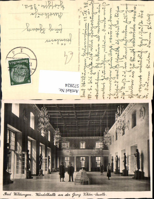 572824,Foto Ak Bad Wildungen Wandelhalle a.d. Georg-Viktor-Quelle Innenansicht Luster