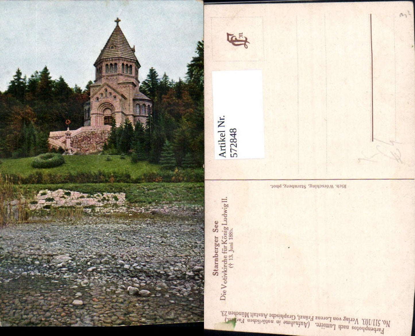572848,Künstler Ak Berg Starnberger See Votivkirche