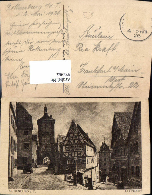 572962, Artist Ak Rothenburg ob der Tauber Plönlein