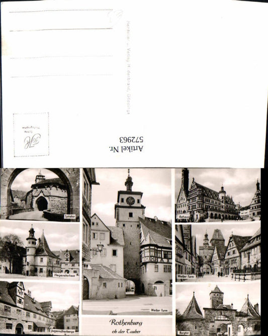 572963, Multi-image postcard Rothenburg ob der Tauber Spitaltor Town Hall Castle Gate