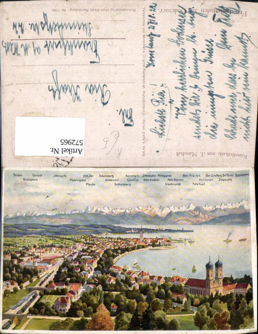 572965, Artist Ak J. Marschall Friedrichshafen on Lake Constance Summit map