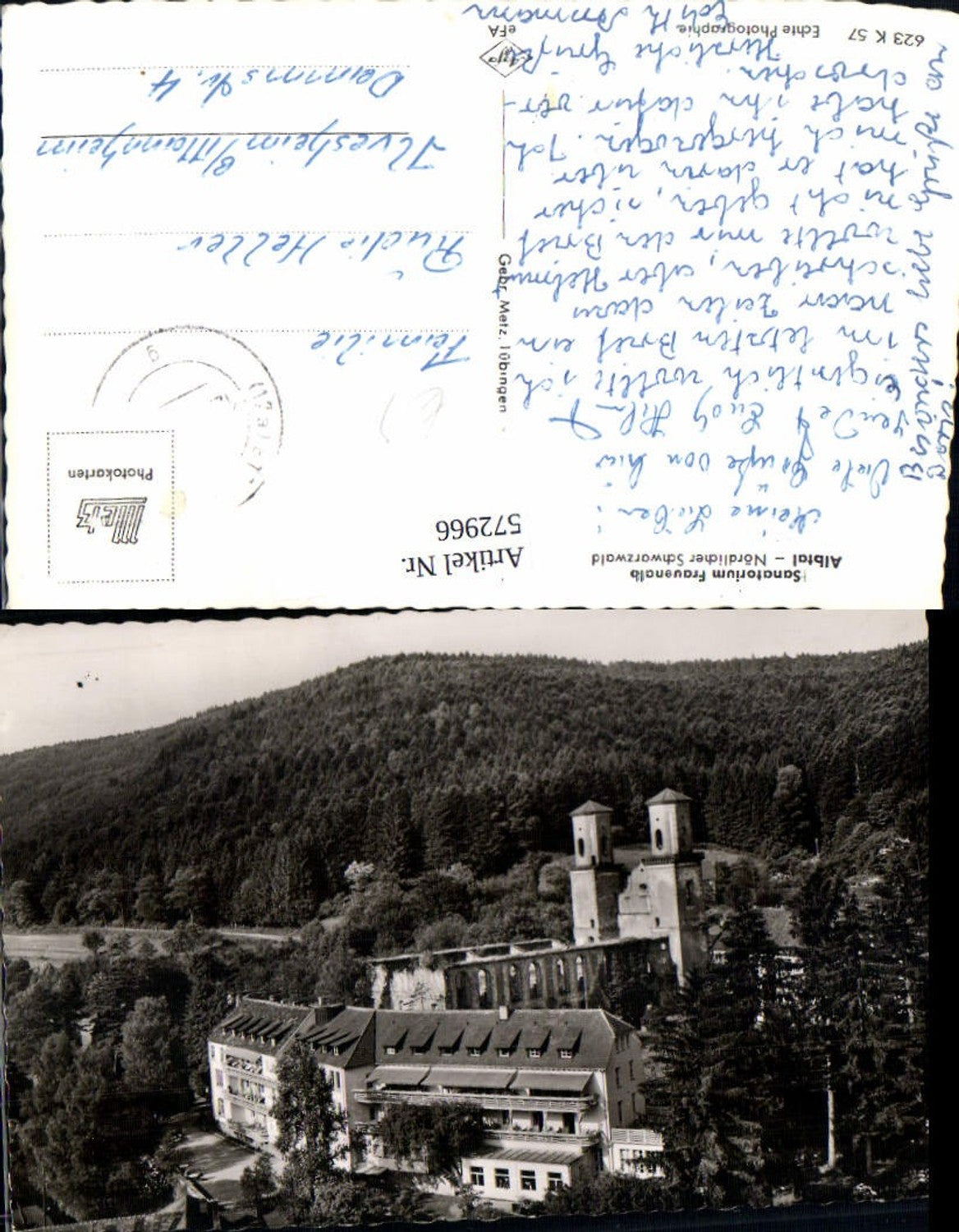 572966, Photo Ak Sanatorium Frauenalb Marxzell Klosterruine Albtal