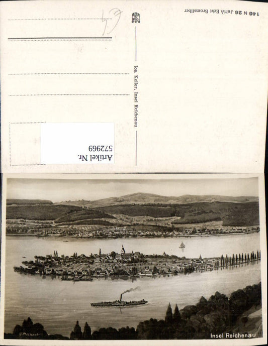 572969, Artist Ak G. Markert, Reichenau Island, Ship, Steamer, Lake Constance