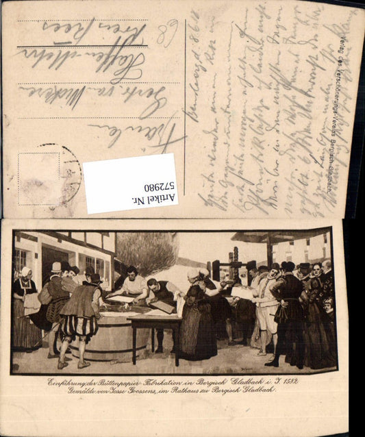 572980,Künstler Ak Josse Goossens Bergisch Gladbach Büttenpapier Fabrikation um 1582