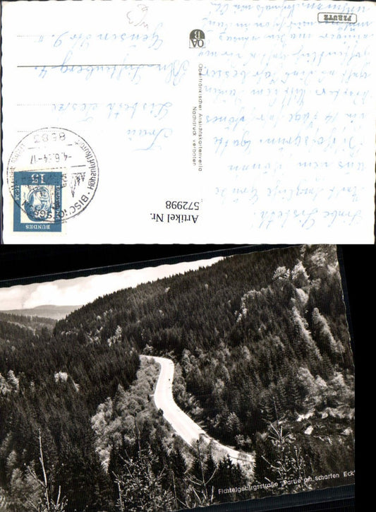 572998, Photo Ak Fichtelgebirgsstraße Part a. Scharfen Eck Bad Berneck in the Fichtelgebirge between Schirnding