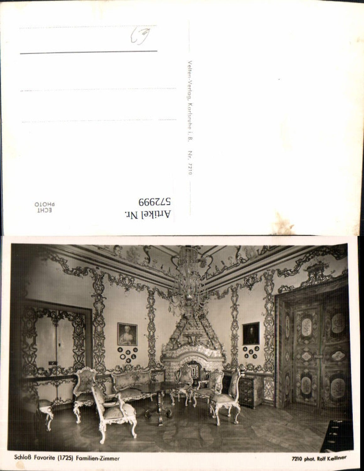 572999,Foto Ak Rastatt Schloss Favorite Familien-Zimmer Interieur