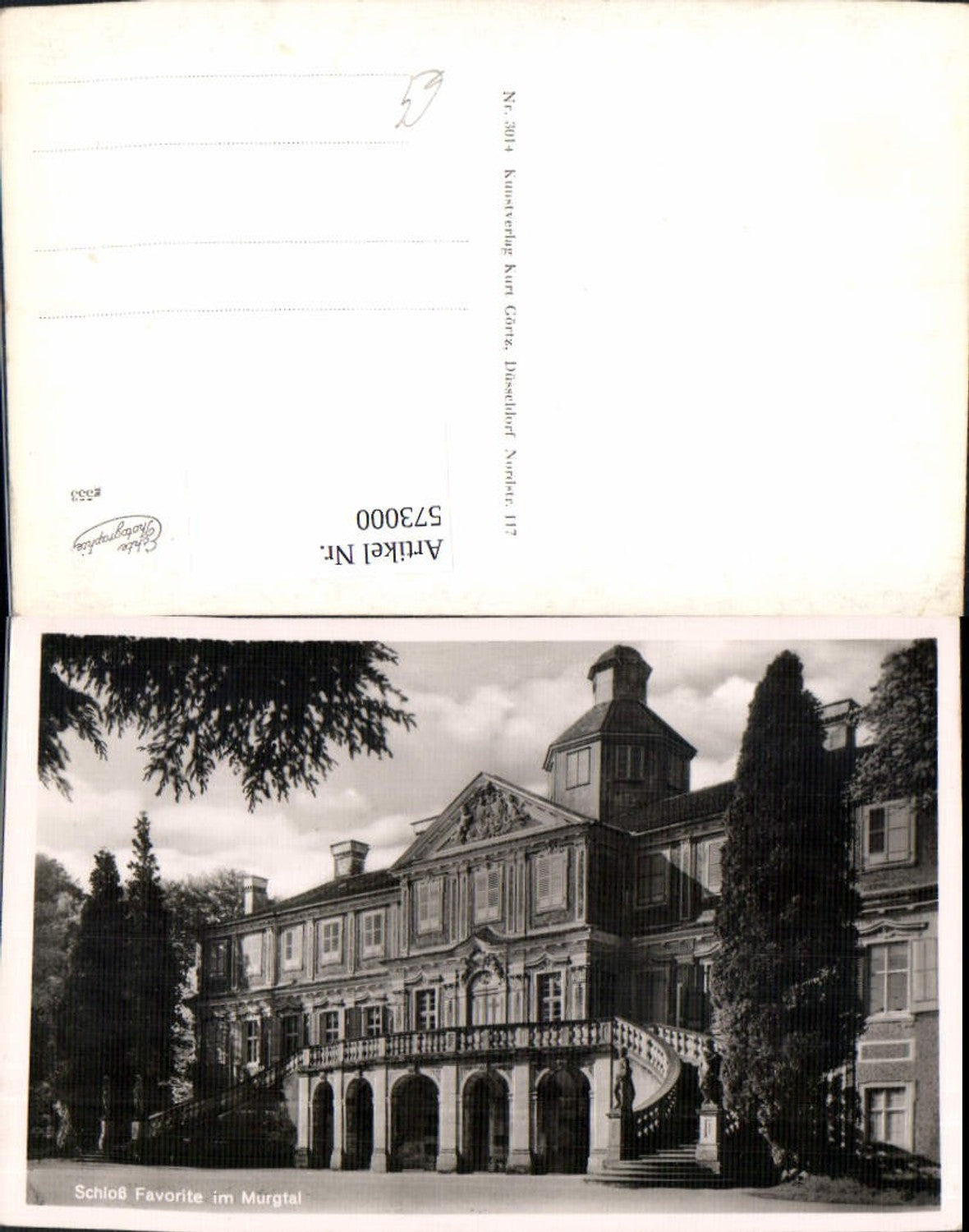 573000,Foto Ak Rastatt Schloss Favorite Murgtal Prachttreppe