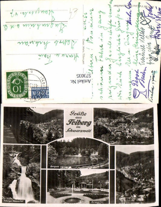 573035, Multi-image postcard Triberg in the Black Forest, mountain lake, castle garden, Triberg waterfall