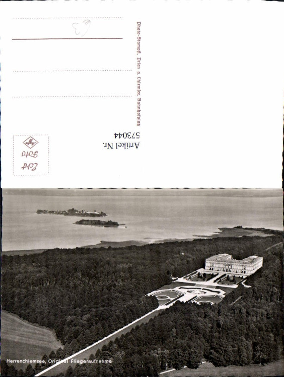 573044, Aerial view of Chiemsee Herrenchiemsee Castle