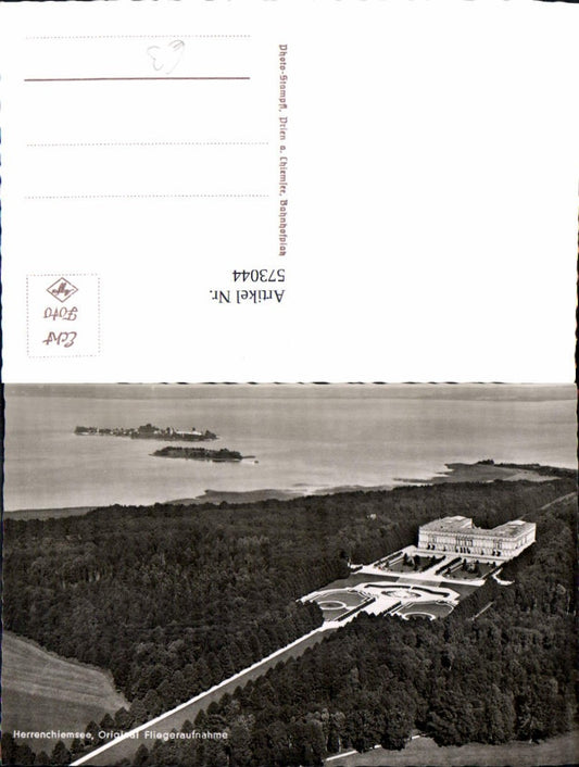 573044, Aerial view of Chiemsee Herrenchiemsee Castle