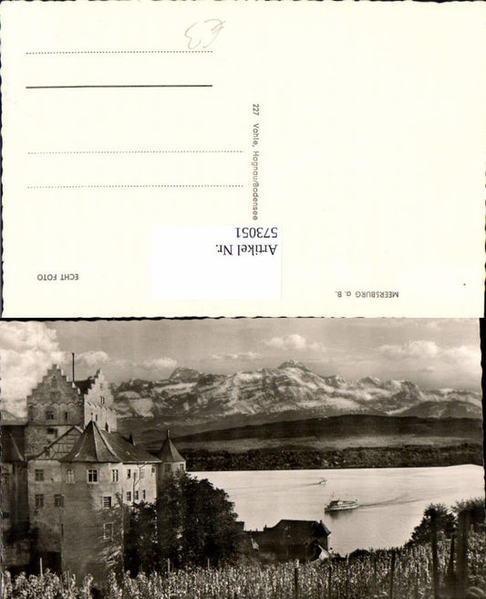 573051, Photo Ak Meersburg Lake Constance Ship Steamer Castle