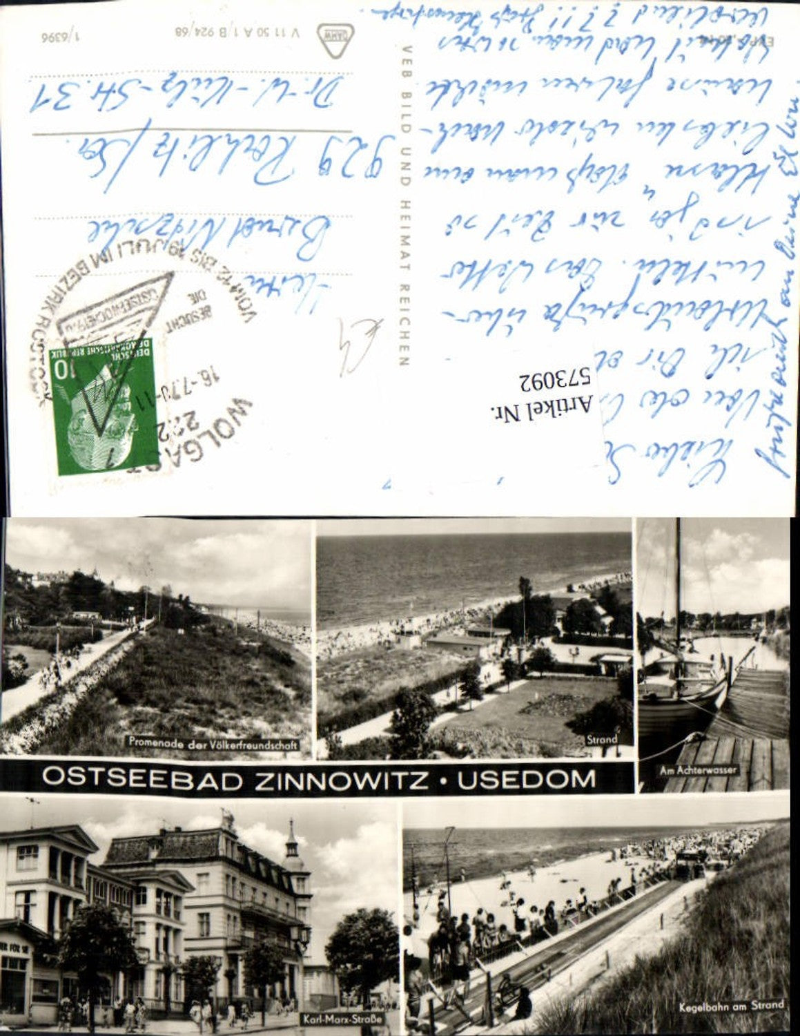 573092,Mehrbild Ak Ostseebad Zinnowitz Usedom Strand Karl-Marx-Straße